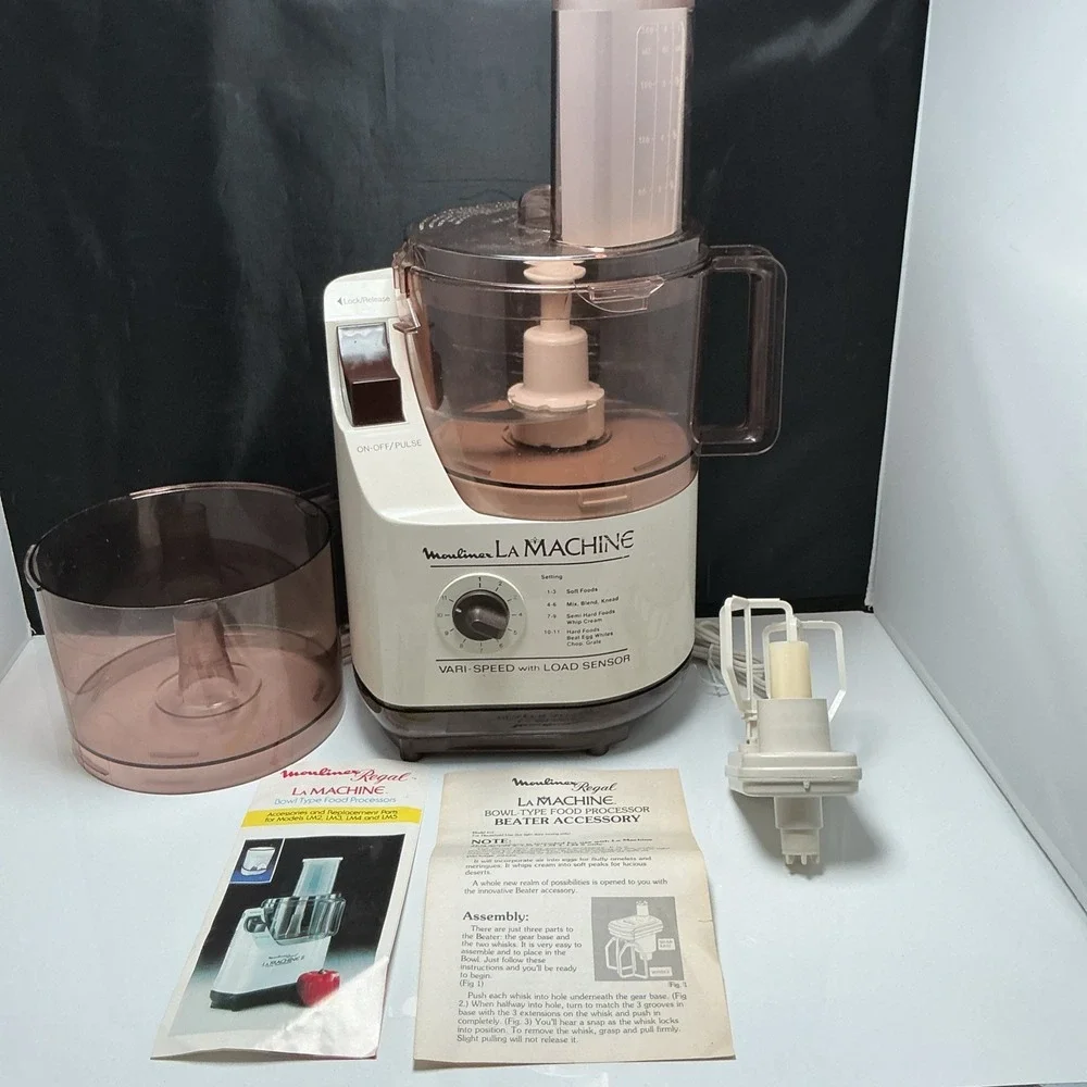 La Machine Food Processor Model LM5 Moulinex 375w Vintage 1970s 7 Piece Tested
